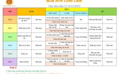 Thực đơn tháng 12 (ngày 11-16/12/2023)