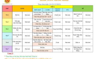 Thực đơn tháng 12 (ngày 18-23/12/2023)