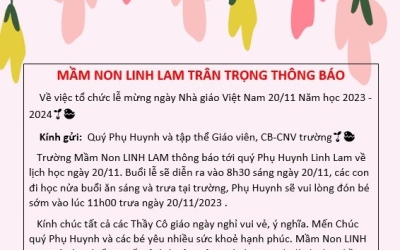 THÔNG BÁO TỔ CHỨC NGÀY LỄ 20/11