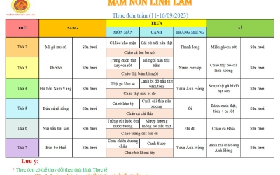 THỰC ĐƠN THÁNG 9 (NGÀY 11 - 16/09/2023)